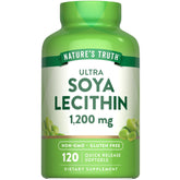 Nature's Truth Ultra Soy Lecithin 1200 mg bottle label with 120 softgels