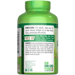 Amber bottle with 120 softgels on a white background