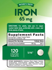Vegan-coated tablet iron supplement from Nature's Truth