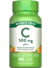Nature's Truth Vitamin C bottle with Rose Hips and Bioflavonoids 500mg 100 caplets