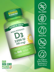 Close-up of the Vitamin D3 softgels inside the bottle