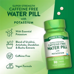 Vegan label on Nature's Truth Water Pill with Potassium bottle