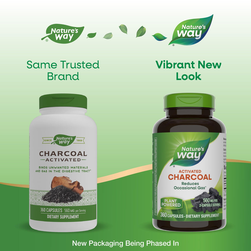 Packaging variations of Nature's Way Activated Charcoal