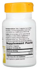 Close-up of 260 mg Activated Charcoal capsules