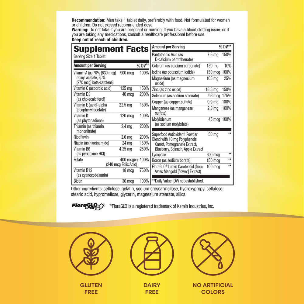 Close-up of label showing vitamins and minerals