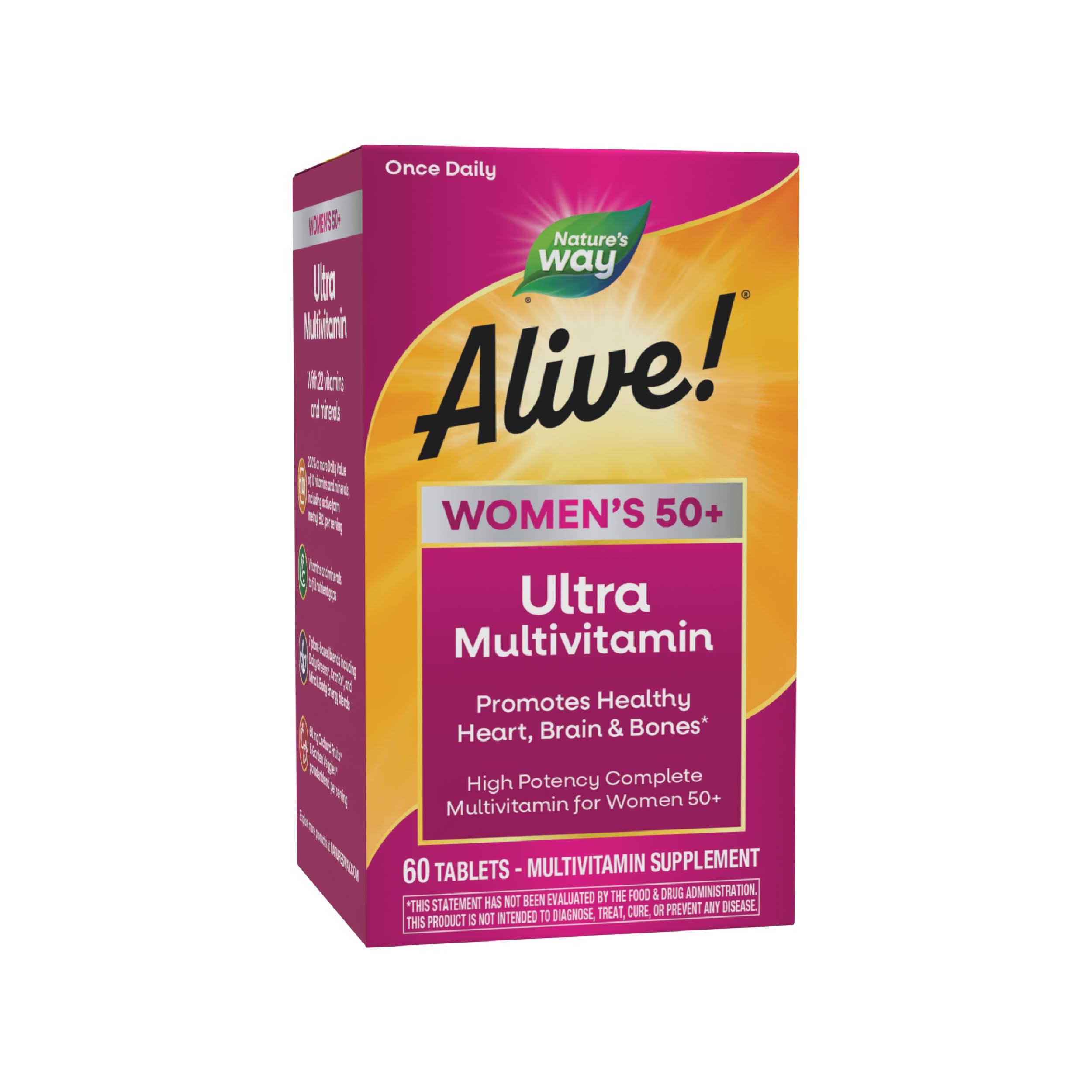 Nature’s Way Alive! Women 50+ Ultra Multivitamin bottle with 60 tablets Nature’s Way Alive! Women 50+ Ultra Multivitamin bottle with 60 tablets