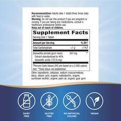 Nature's Way Boswellia Premium Extract bottle back with supplement details