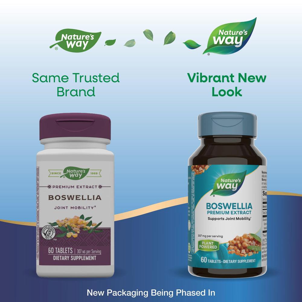 Nature's Way Boswellia Premium Extract gluten-free vegan seal on packaging