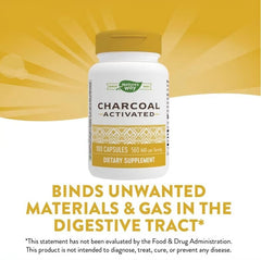 Natures Way activated charcoal capsules label close-up
