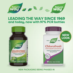 Nature's Way Chlorofresh copper complex capsules highlighting skin support potential.