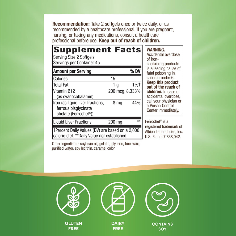 Close-up of two Energizing Iron softgels