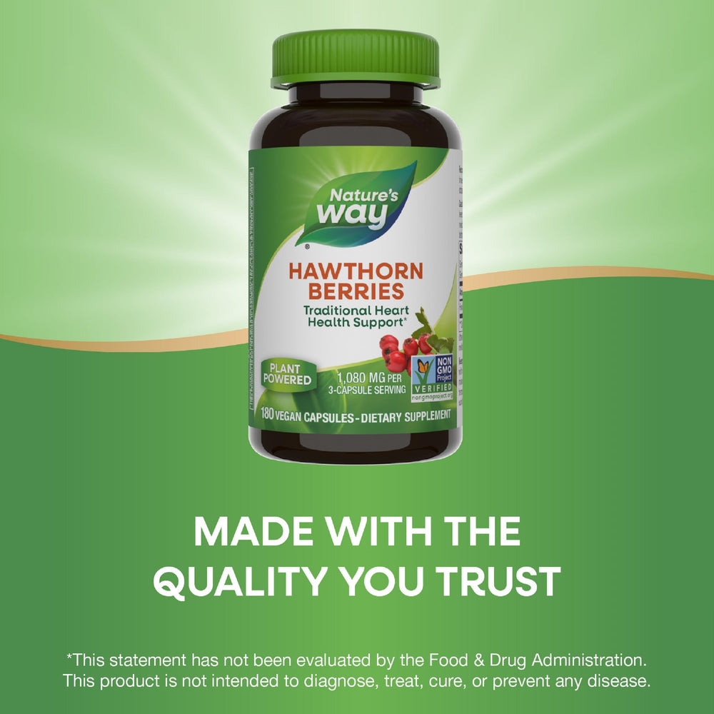 Non-GMO Project Verified seal on Hawthorn Berries bottle
