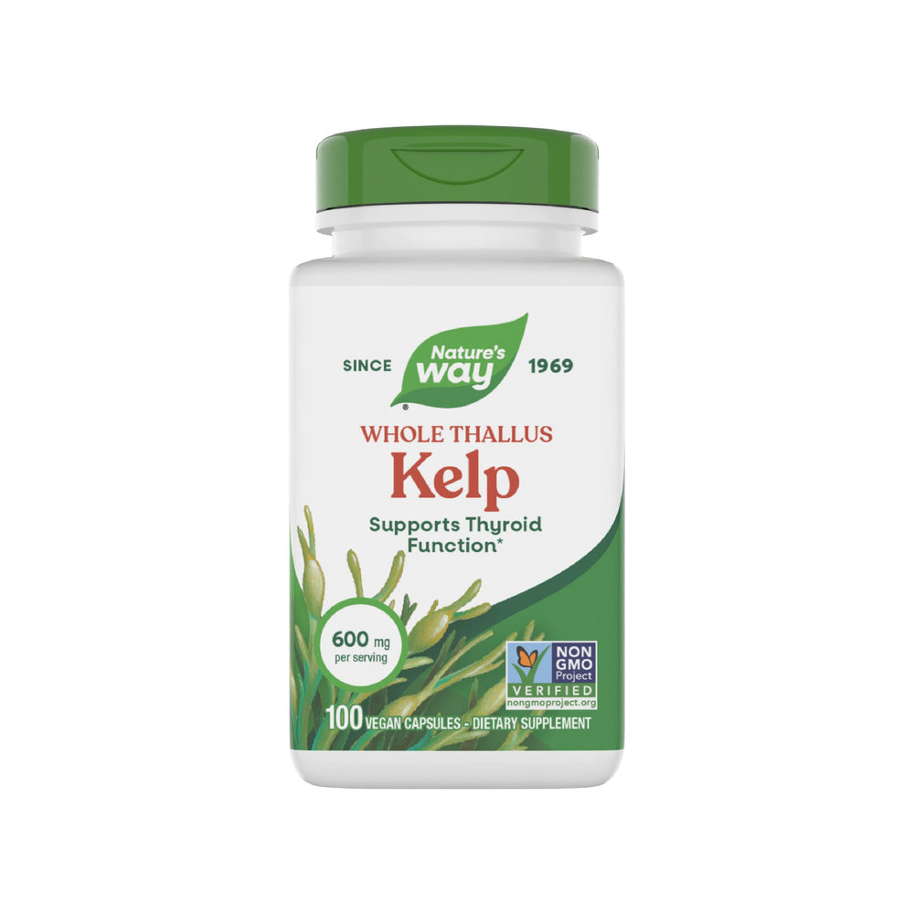 Nature's Way Kelp 600 mg bottle – front view