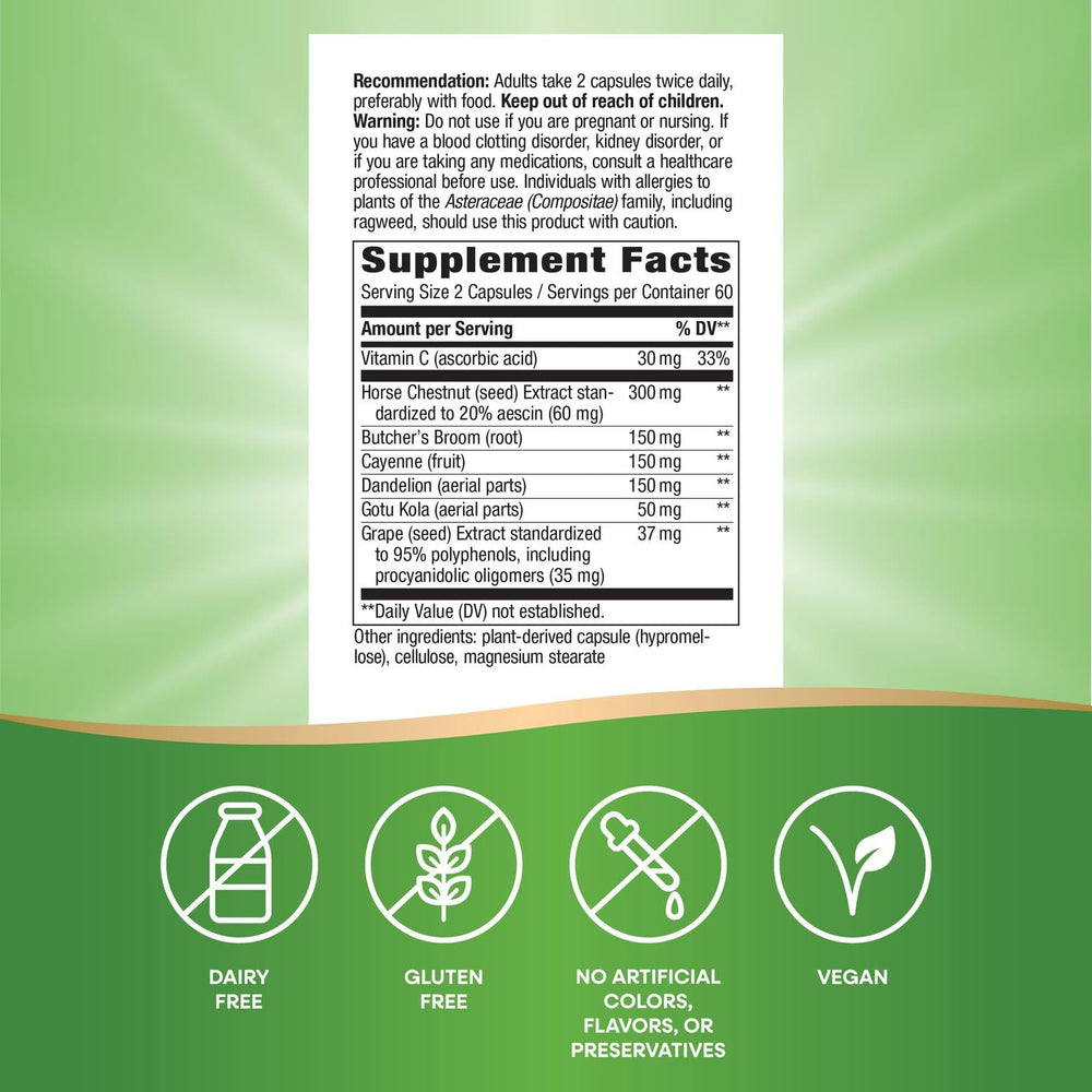 Six-herb blend featuring horse chestnut seed extract