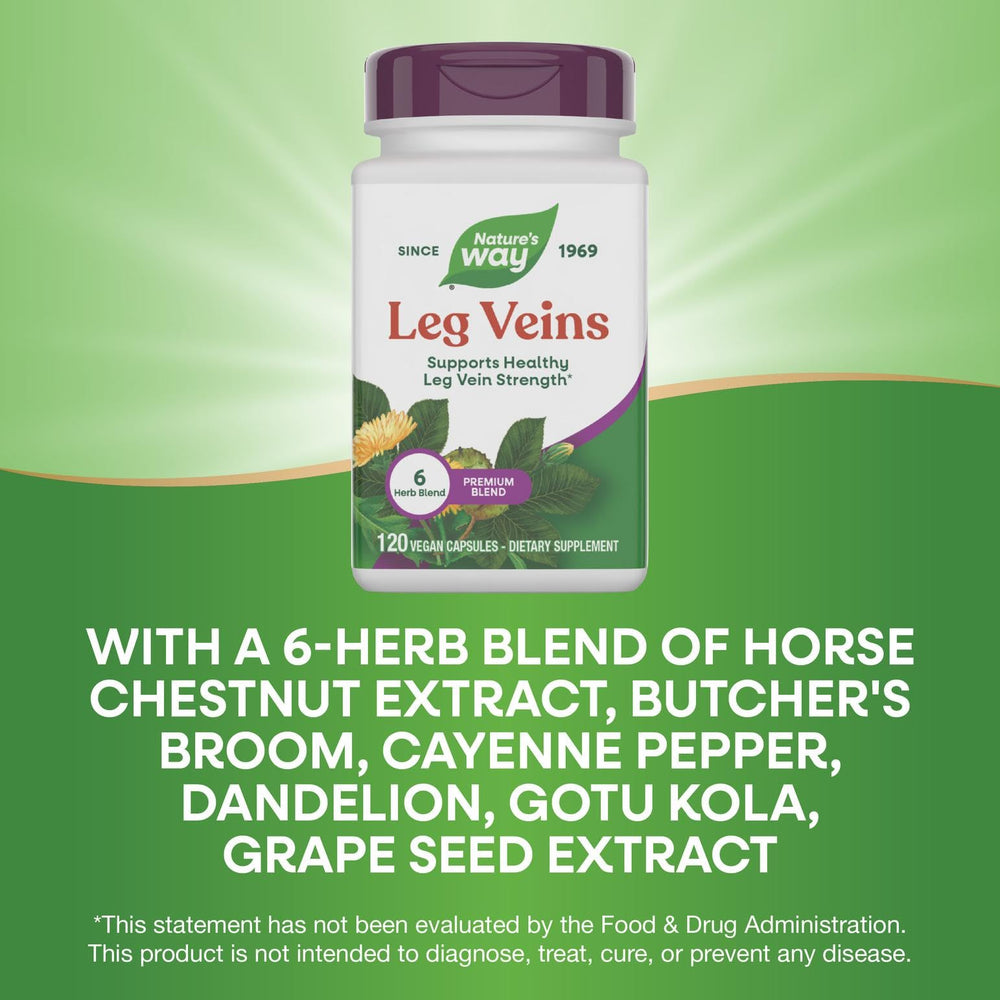Gluten-free and vegan Leg Veins bottle packaging