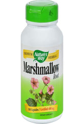 Nature's Way Marshmallow Root bottle on counter suggesting respiratory and digestive support