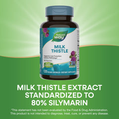 Adult taking a milk thistle capsule with water