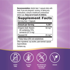 Close-up of Nature's Way Oregano Oil vegan capsules