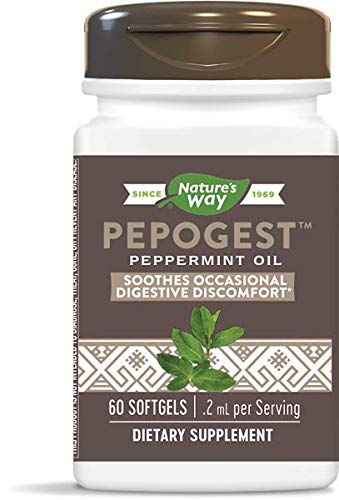 Nature's Way Pepogest enteric-coated peppermint oil bottle, 60 softgels, pack of 5