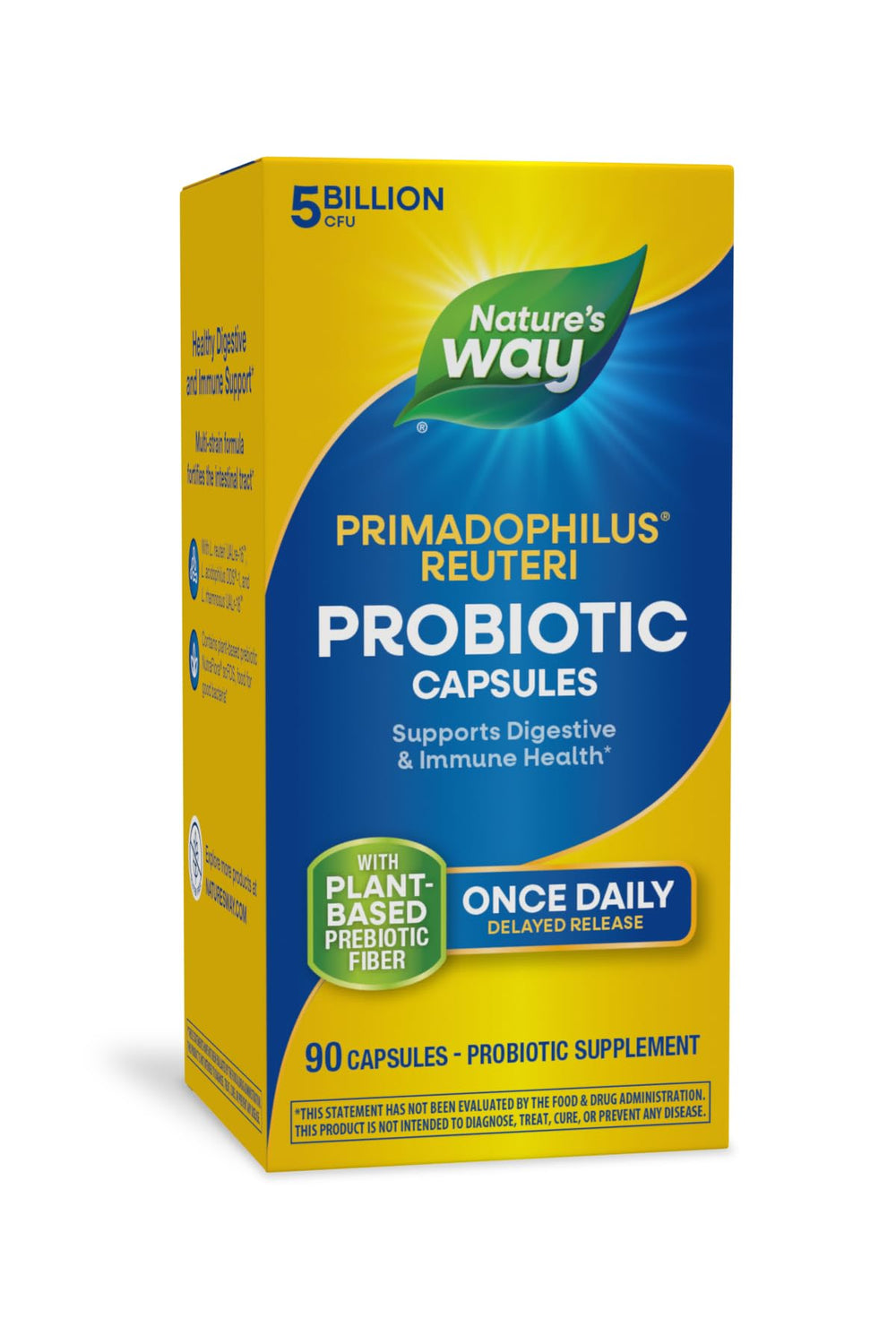 Nature's Way Primadophilus Reuteri bottle for daily digestive support.