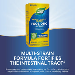 Nature's Way Primadophilus Reuteri on kitchen counter ready for daily routine.