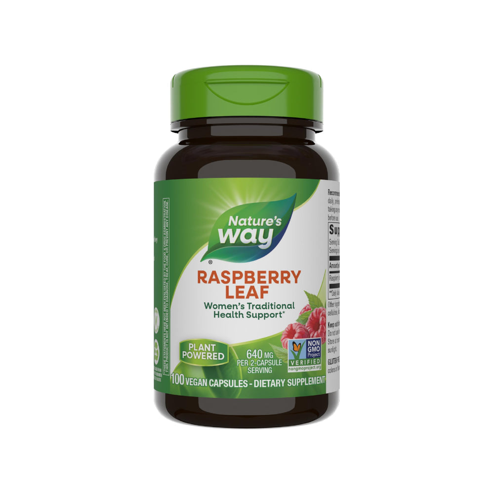 Bottle of Nature's Way Raspberry Leaf capsules