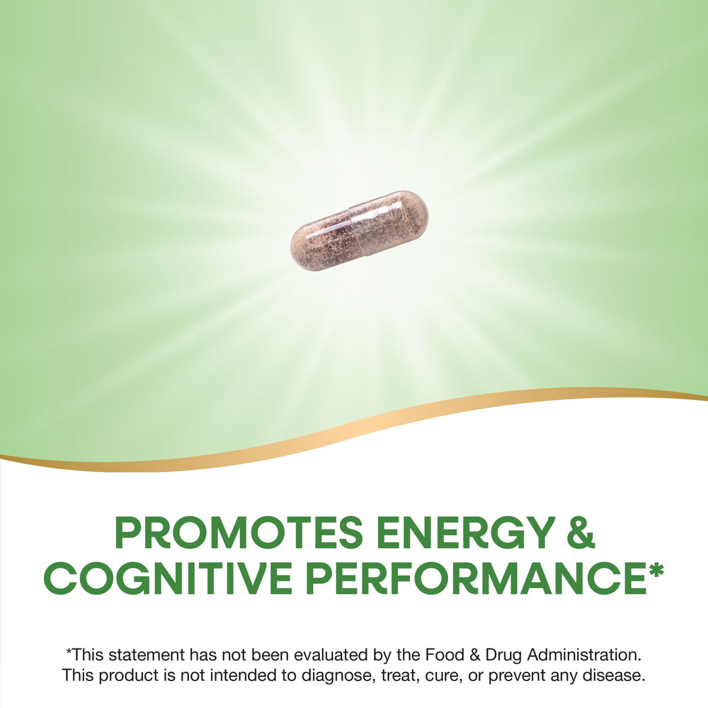 Nature's Way Rhodiola packaging mockup emphasizes Non-GMO, vegan, gluten-free attributes.