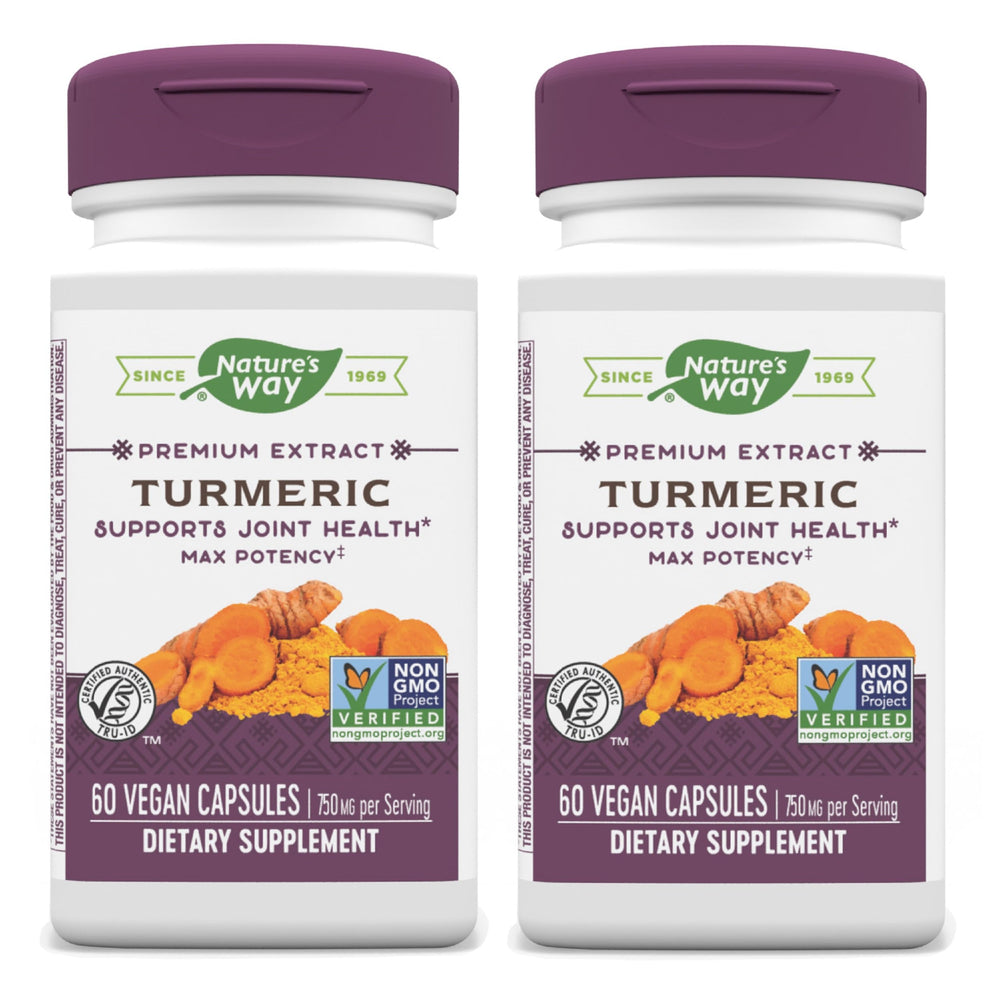 Nature's Way Turmeric Max Potency Premium Extract bottle on white background