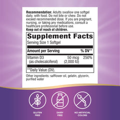 Nature's Way Vitamin D3 softgels close-up indicating easy daily use