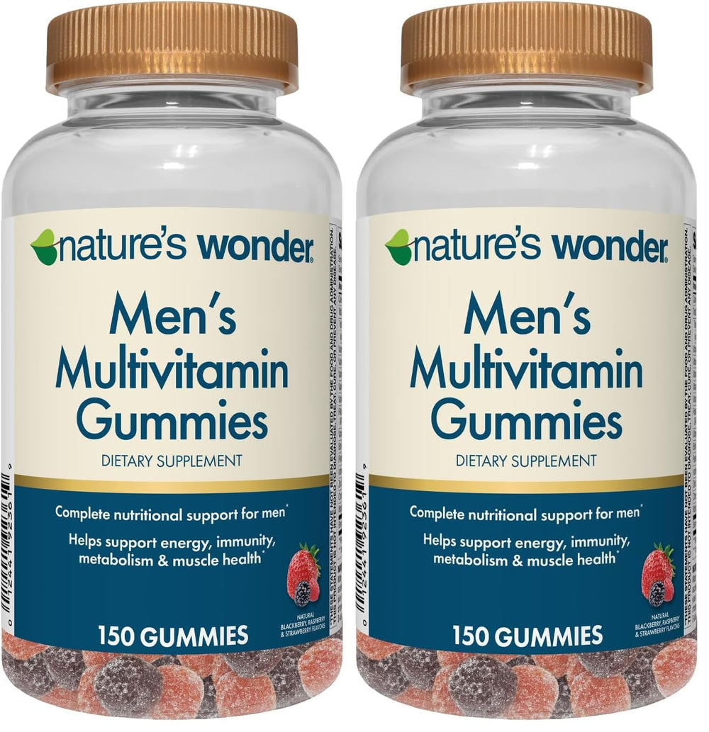Bottle of Nature's Wonder Men's Multivitamin Gummies - front view