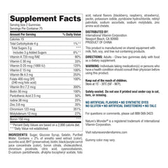 Nutritional facts panel and bottle