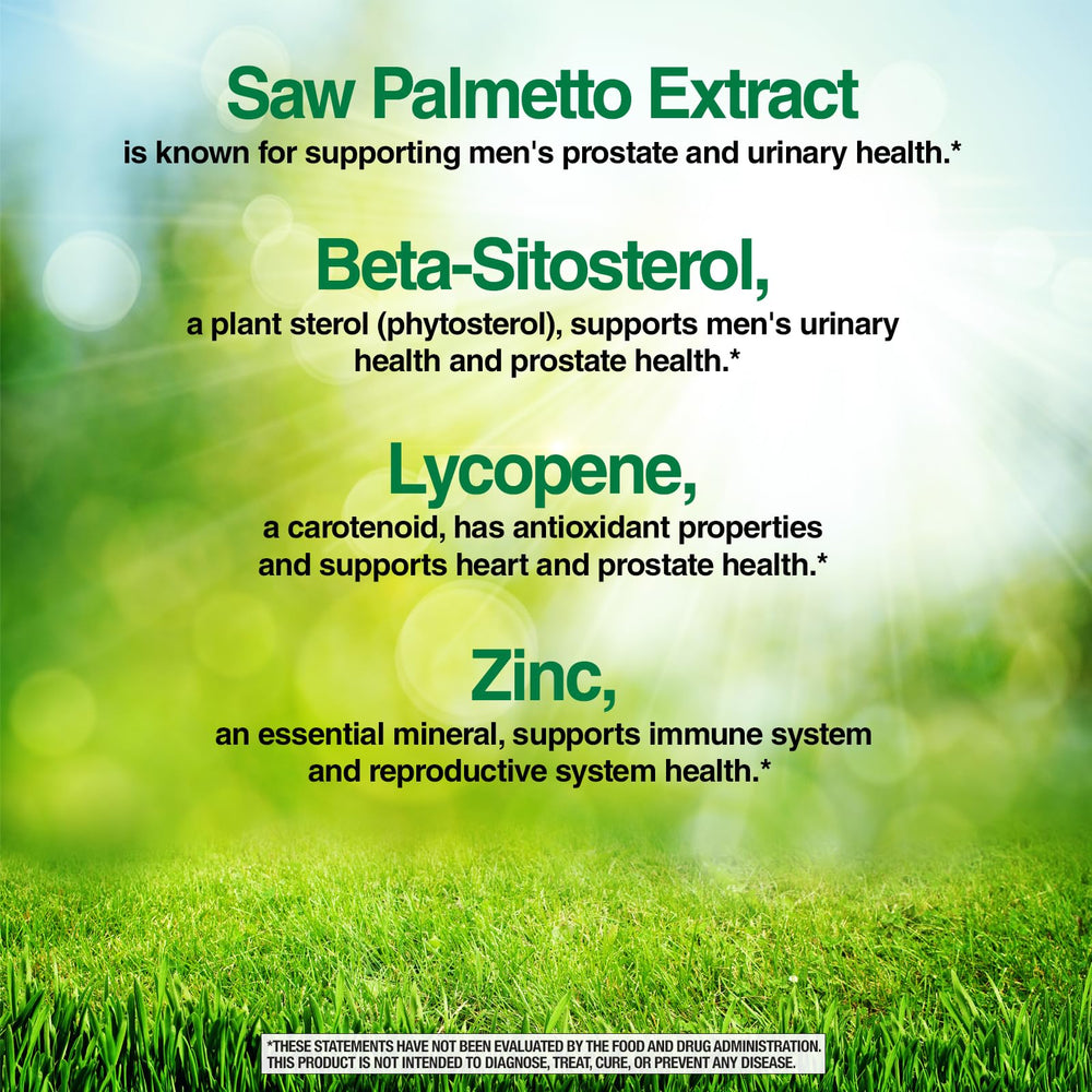 Close-up of Nature's Wonder Prostate Formula label showing 200 softgels