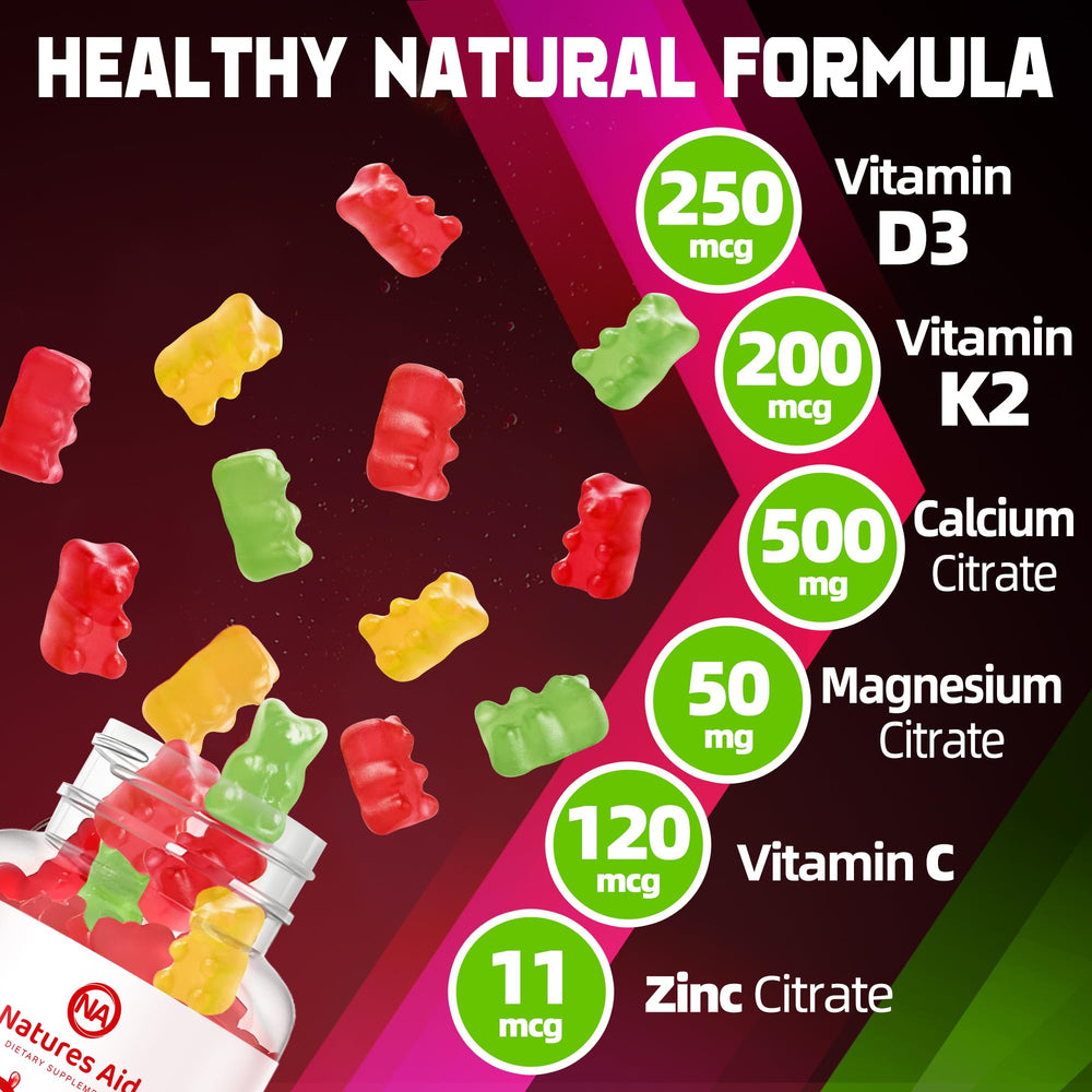 Nature's Aid D3K2 gummies back label