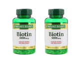 Nature's Bounty Biotin 5000 mcg bottle with 150 softgels, set of 2