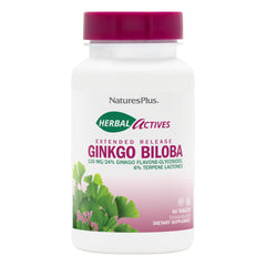 Bottle of Natures Plus Herbal Actives Ginkgo Biloba with label