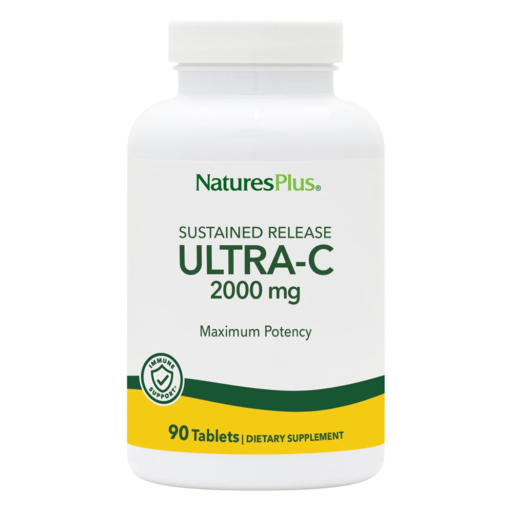 Bottle of Natures Plus Ultra C with Rose Hips 2000 mg Vitamin C, 90 vegetarian tablets