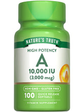 Nature's Truth Vitamin A 10000 IU Softgels bottle front view