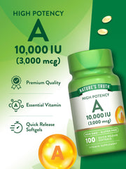 Vitamin A softgels bottle on white background