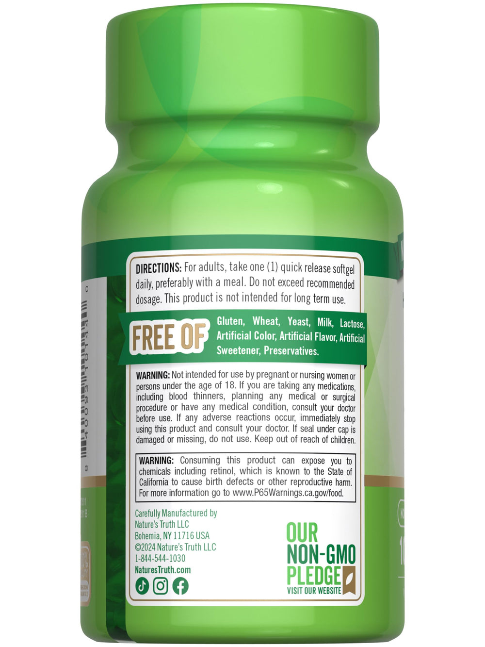 Nature's Truth Vitamin A softgels packaging with 100 count