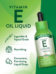 Back label with ingredients and directions on Nature's Truth Vitamin E Oil