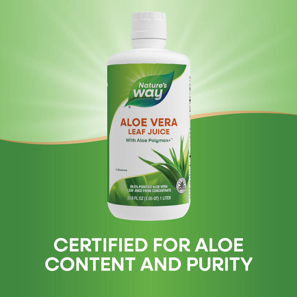 Ingredients panel of Nature's Way Aloe Vera Leaf Juice with PolyMax+