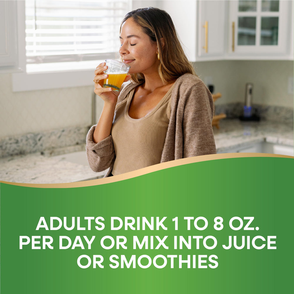 Serving idea: juice poured into a glass for smoothies