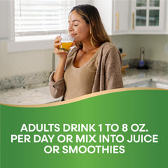 Serving idea: juice poured into a glass for smoothies