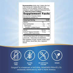 Gluten-free label for Nature's Way DGL chewable tablets