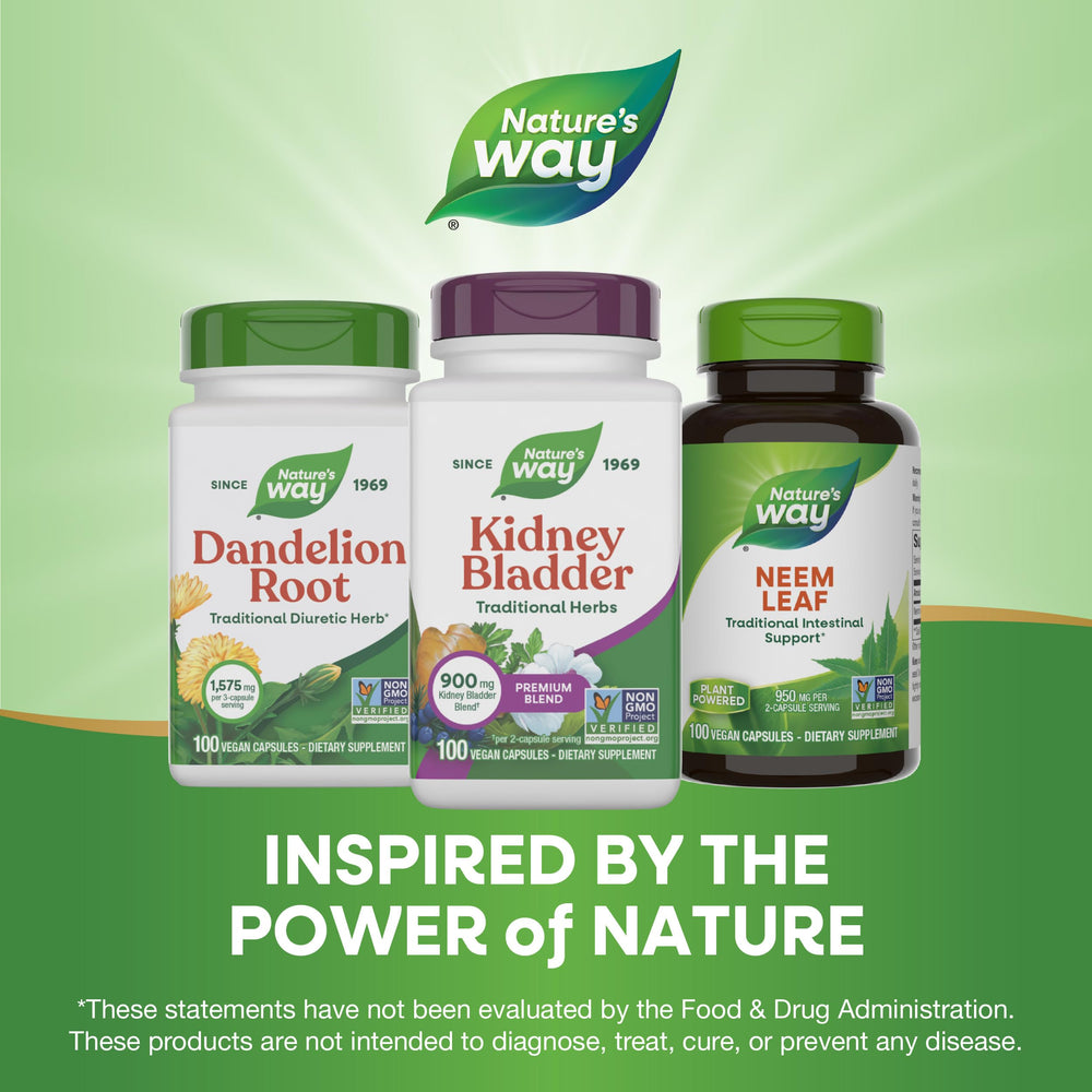 Gluten-free vegan label on Nature's Way Kidney Bladder packaging