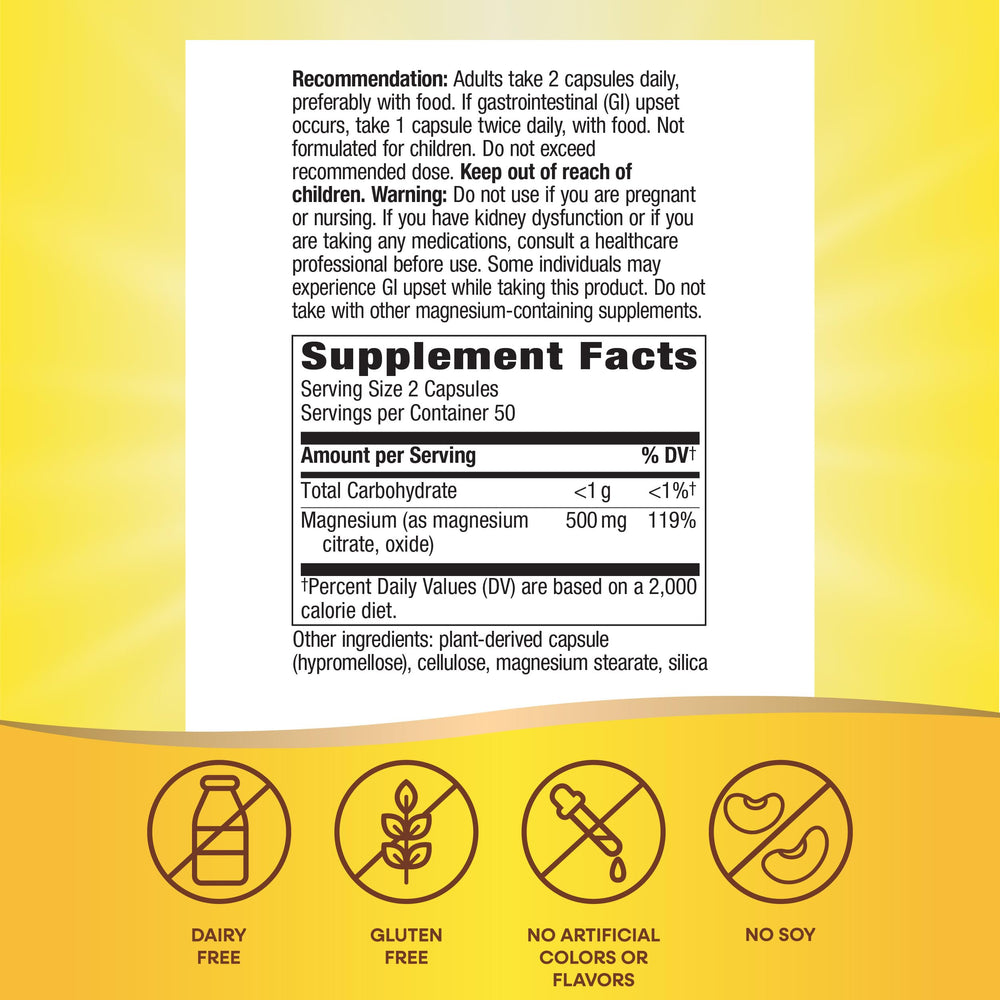 Close-up of Nature's Way Magnesium Complex label