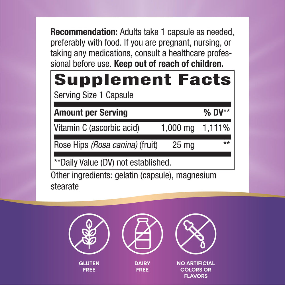 Rose hips illustration on Nature's Way Vitamin C label