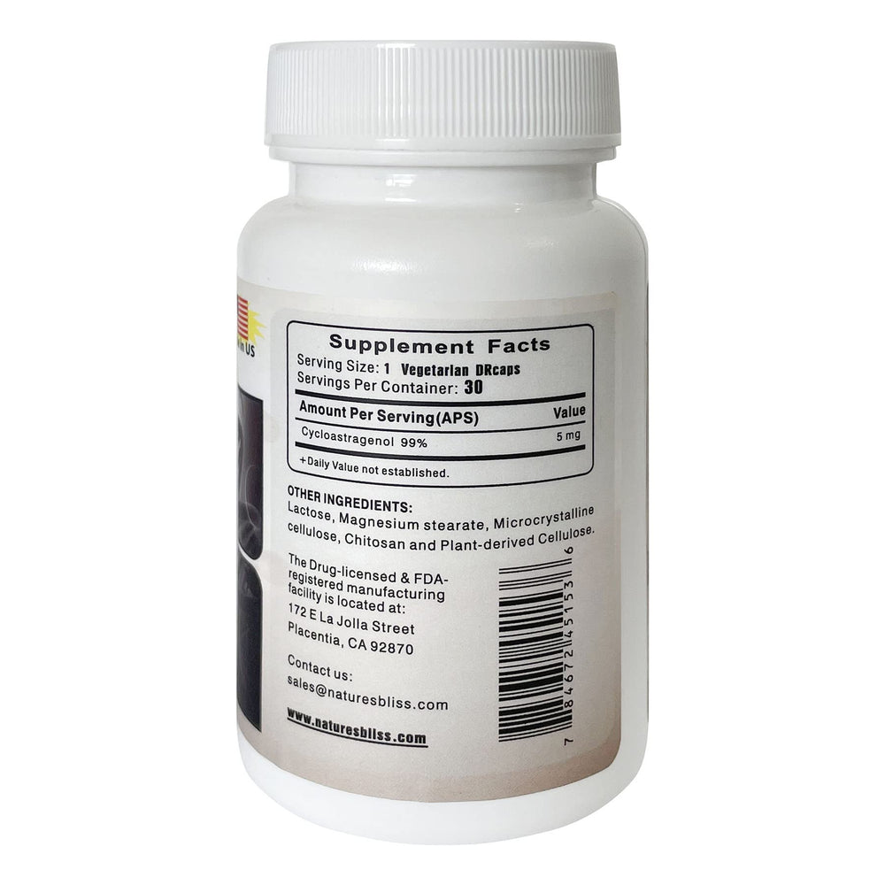 Nature'sbliss Cycloastragenol 30 caps packaging and bottle