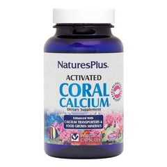 Bottle of NaturesPlus Activated Coral Calcium 345 mg with 90 vegetarian capsules