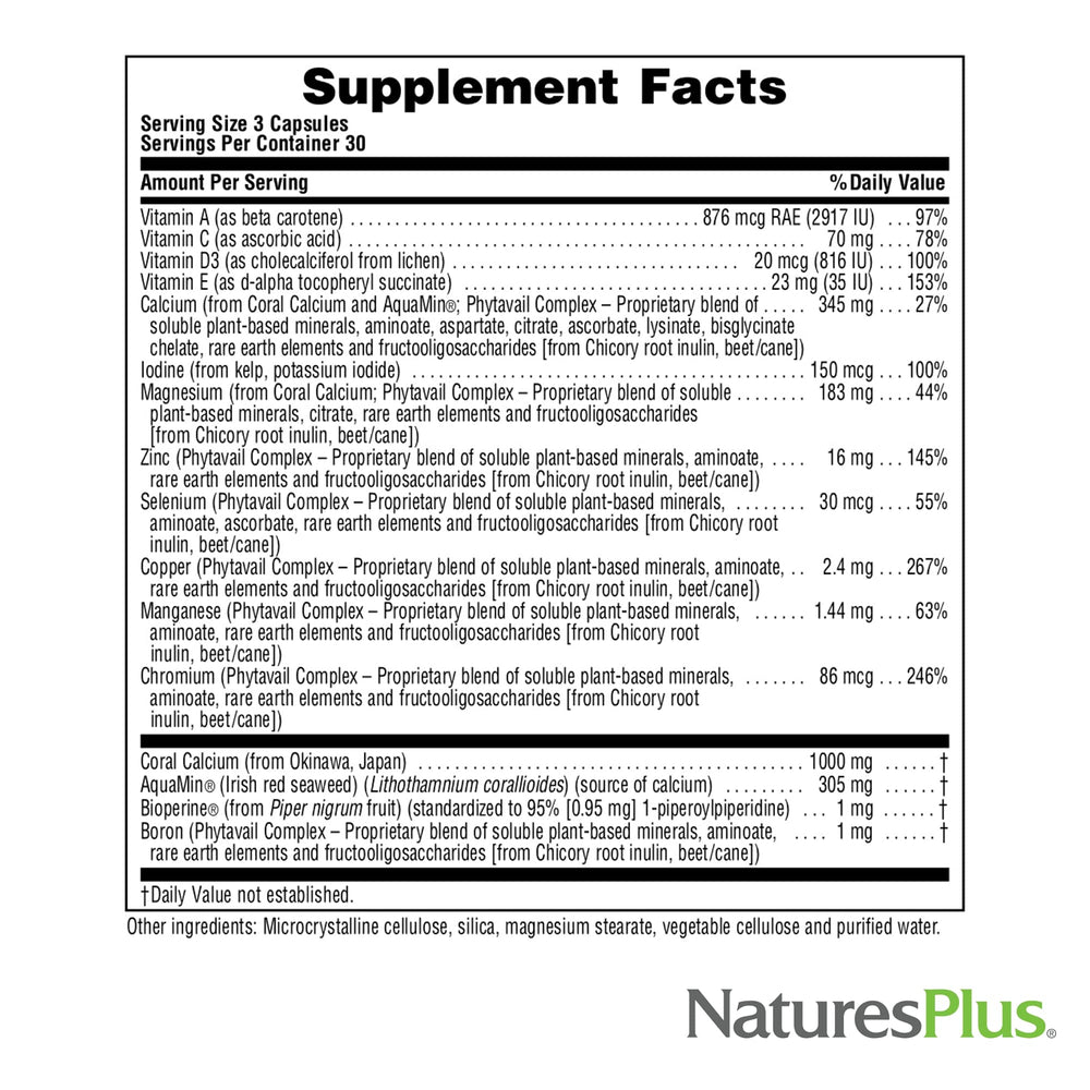 Hypoallergenic and gluten-free coral calcium supplement label